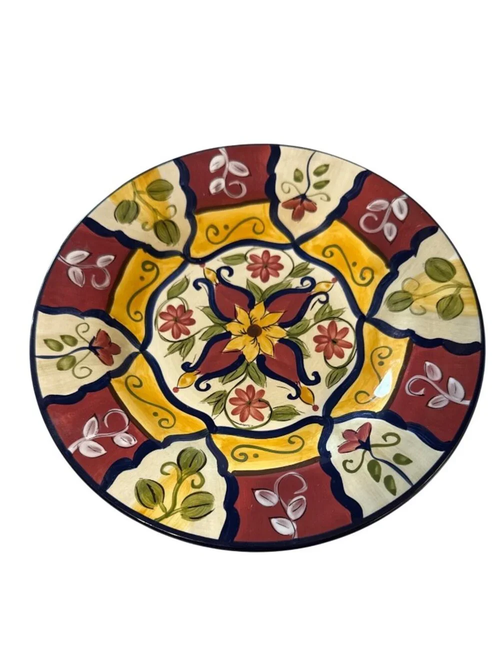 2 Handpainted Pier 1 Vallarta Earthenware Salad Plates 9.25” Floral Multicolor